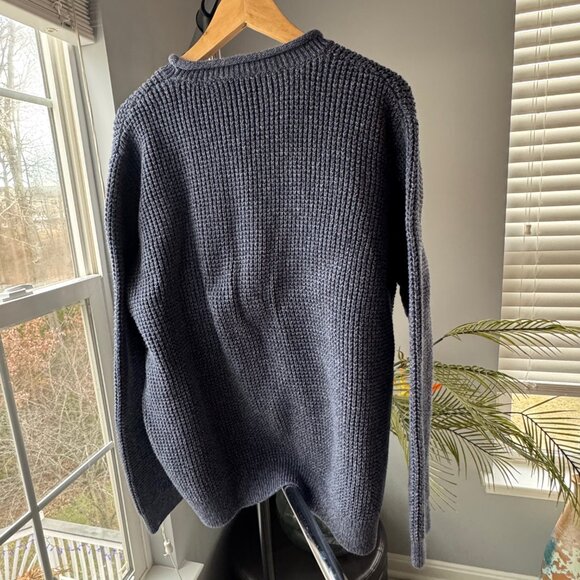 Men's L.L.Bean Organic Cotton Waffle Sweater, Rollneck Crew XXL Vintage Indigo - Picture 2 of 3